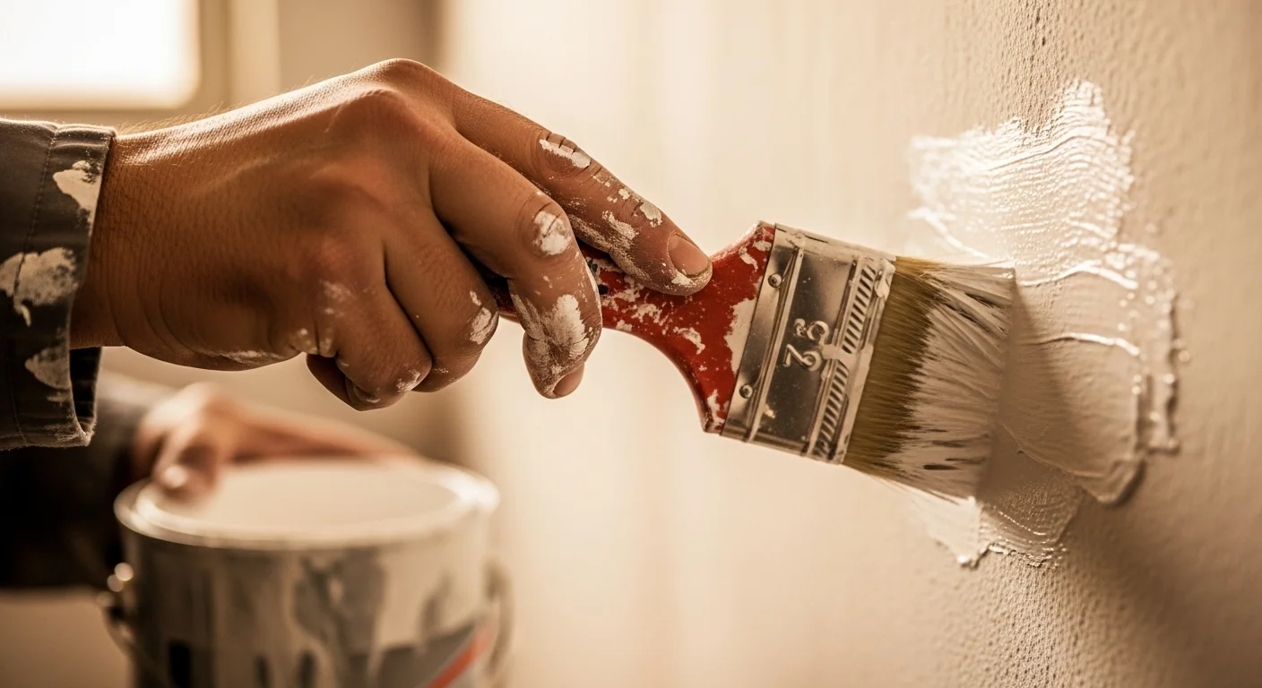 Handwerker beim Streichen — Detailaufnahme